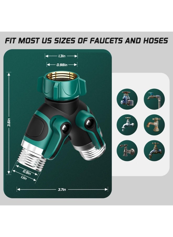 OSHIMA Hose Splitter 2 Way, 2 Way Garden Hose Splitter, Water Spigot Splitter for Heavy Duty Metal Outdoor 3/4 Inch Faucet Y Connector, with 3 Leakproof Washers & 1 tape - Image 2